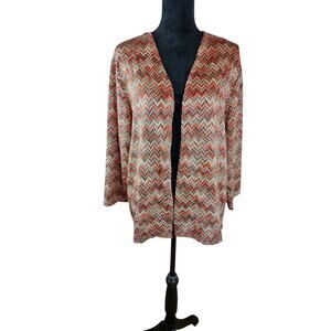 ALFRED DUNNER Women's Cardigan Sweater Large Polyester Spandex Zigzag Fall
